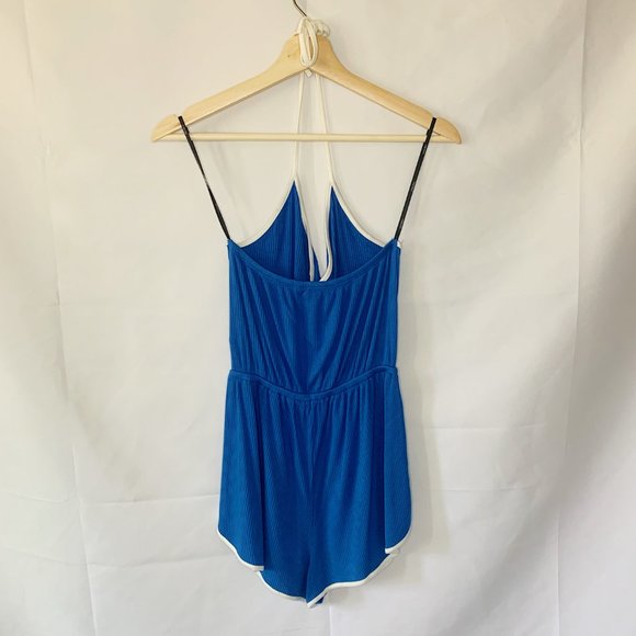 NWOT Forever 21 Retro Romper Halter Blue Size M - Picture 3 of 5